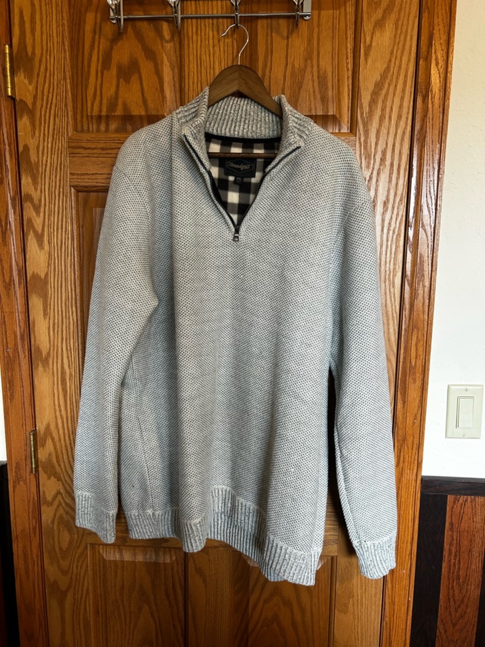 Men's threadgrit Light Gray Half-Zip Knit Sweater XXL